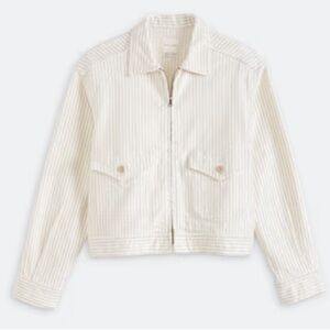 Favorite Daughter Robert Zip Front Denim Jacket - cream